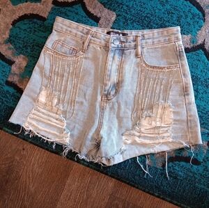 Blue B COLLECTION women's shorts with shiny sequins in front size S